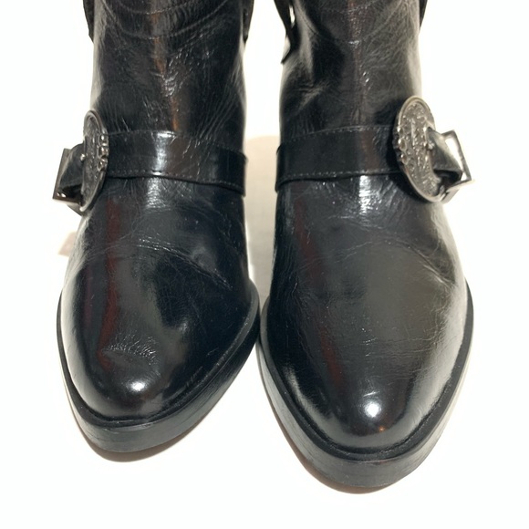 {Davos Gomma} Italian Silver Buckle Wester Booties - Picture 3 of 6